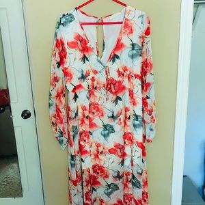 Peach Love Floral Maxi Dress (Large)